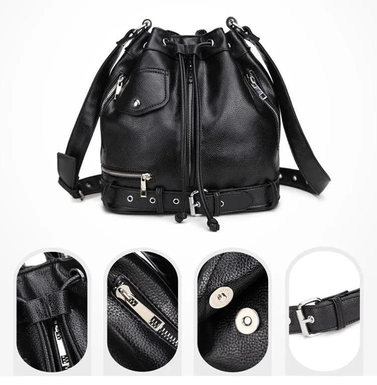 Callie BIker's Jacket Shape Punk Shoulder Bucket Bag - Glova