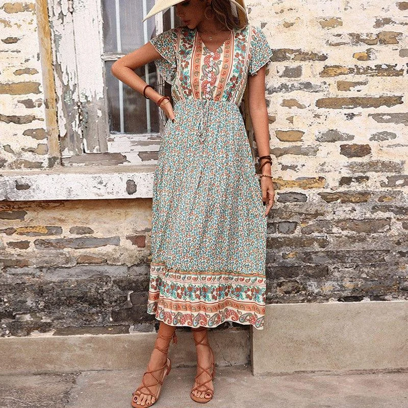 Calliope Boho Maxi Dress - Glova