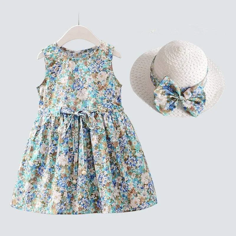 Callista Floral Dress and Hat for Girls - Glova