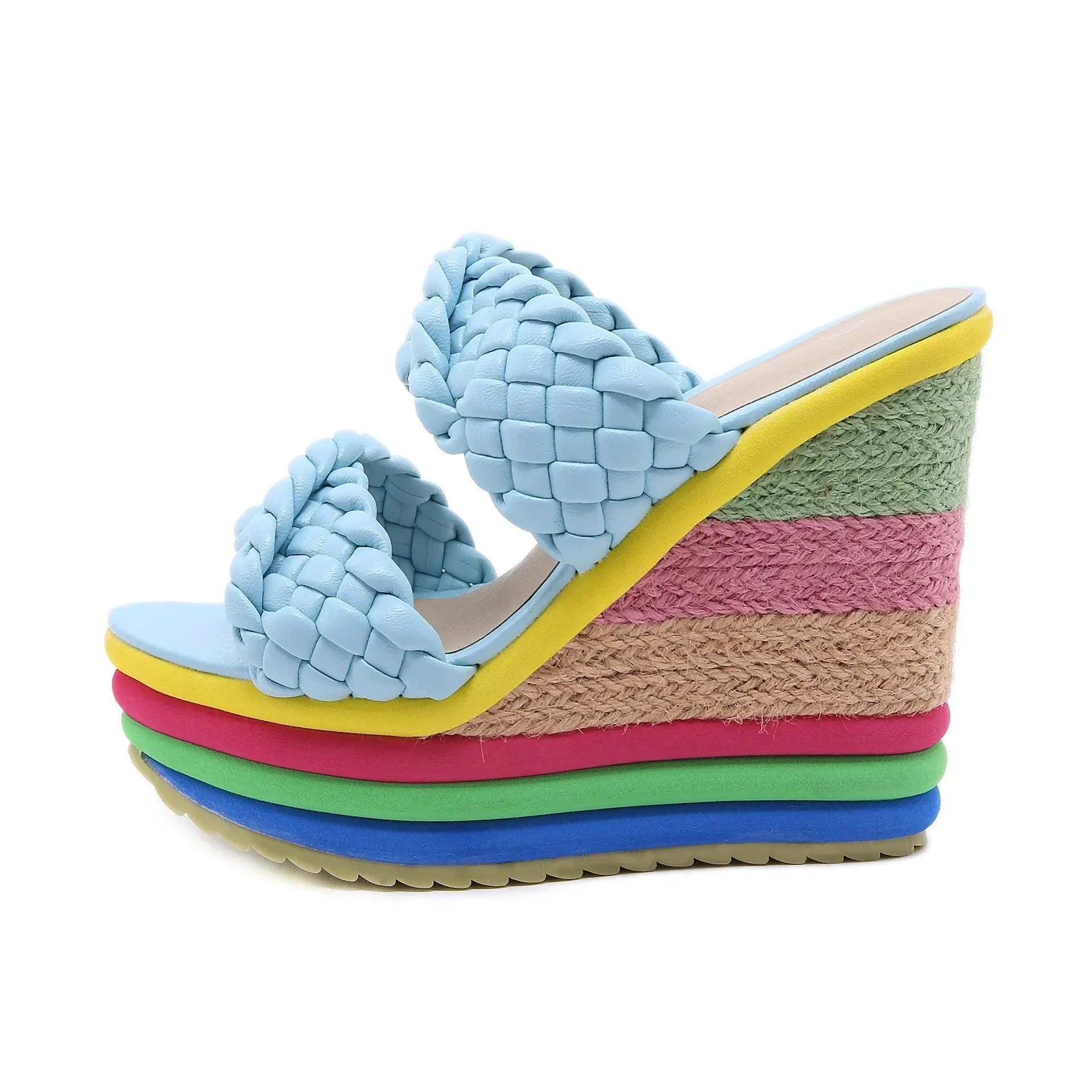 Candy Color High Platform Wedges Plus Size Sandals Shoes - Glova