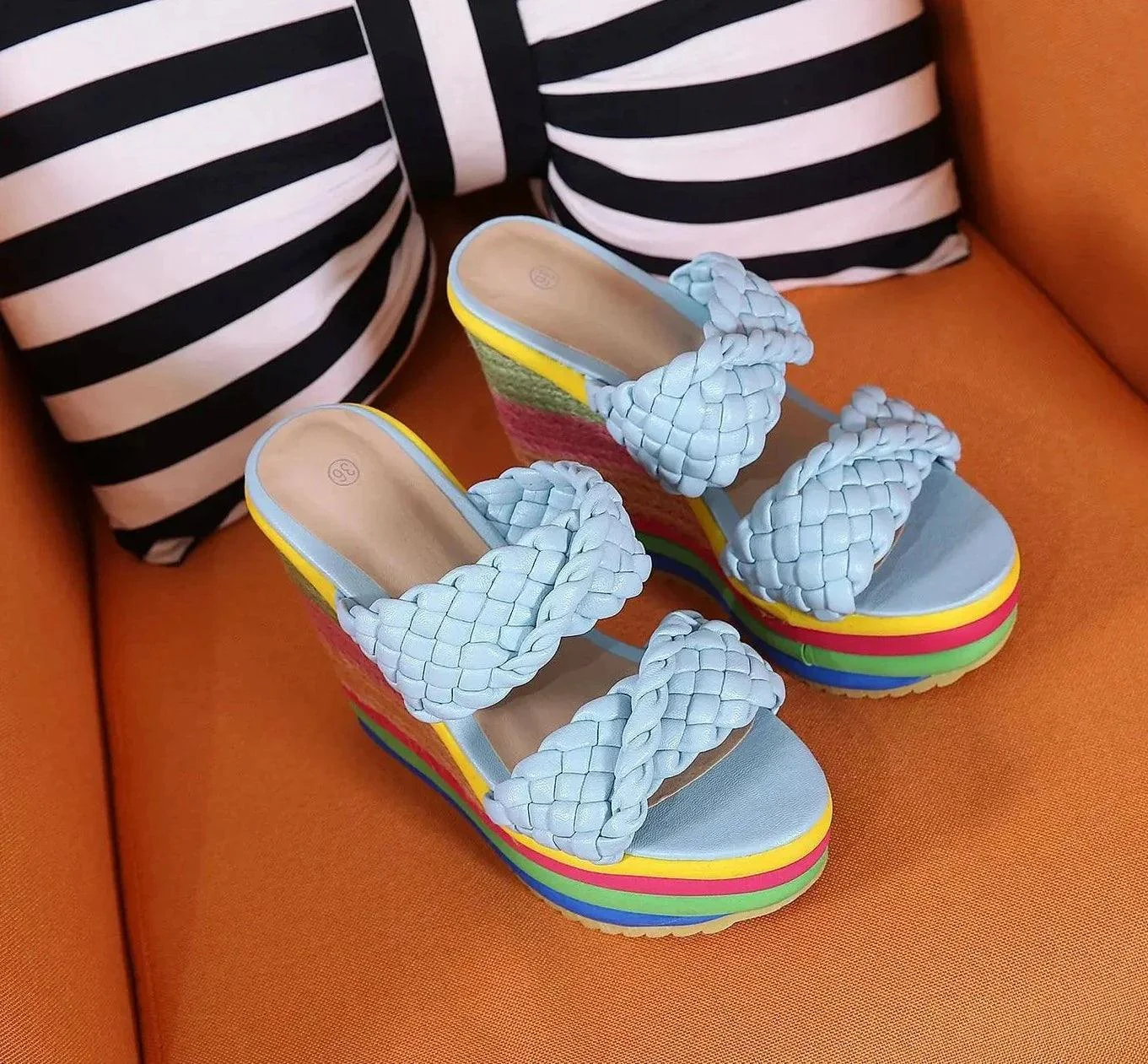 Candy Color High Platform Wedges Plus Size Sandals Shoes - Glova