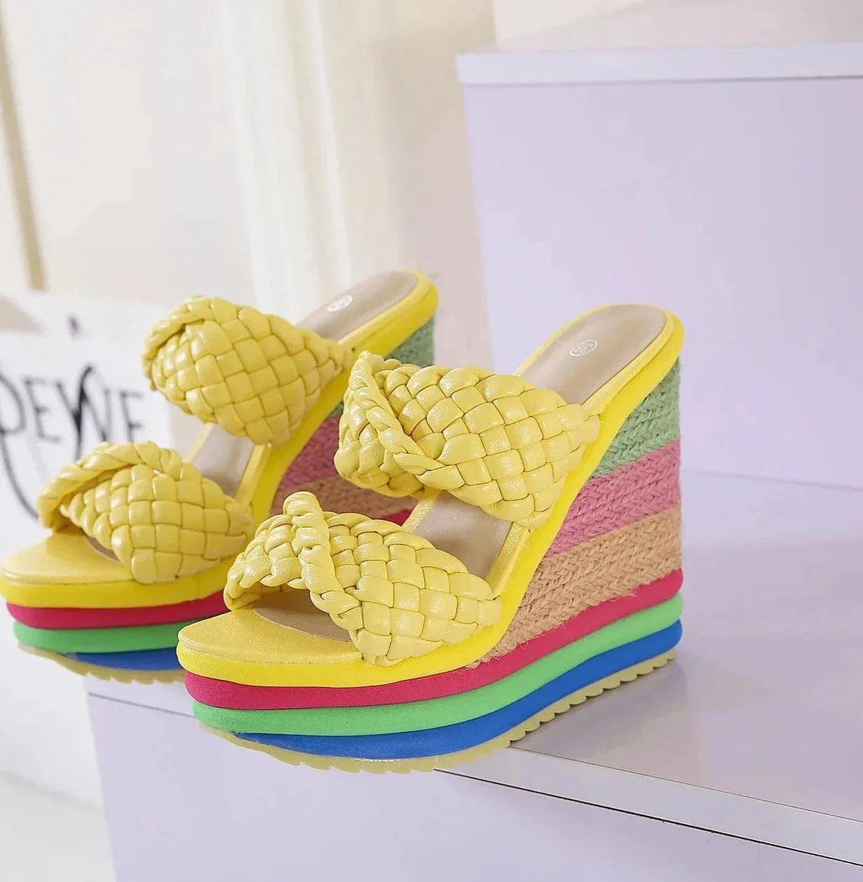 Candy Color High Platform Wedges Plus Size Sandals Shoes - Glova