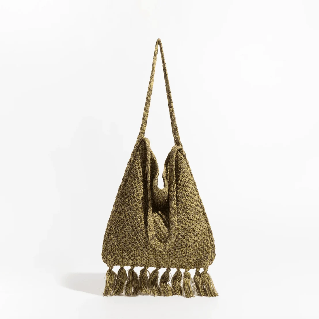 Caris Fringe Tassel Bohemian Knit Hobo Bag - Glova