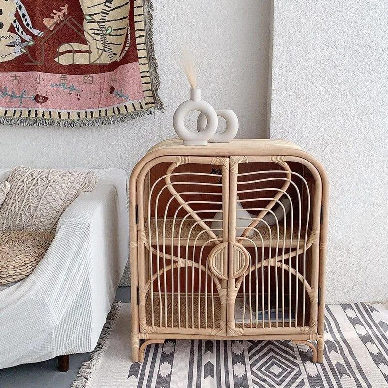 Caroline Rattan Storage Cabinet - Glova