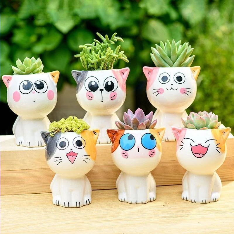 Cartoon Cat Flower Pots - Glova