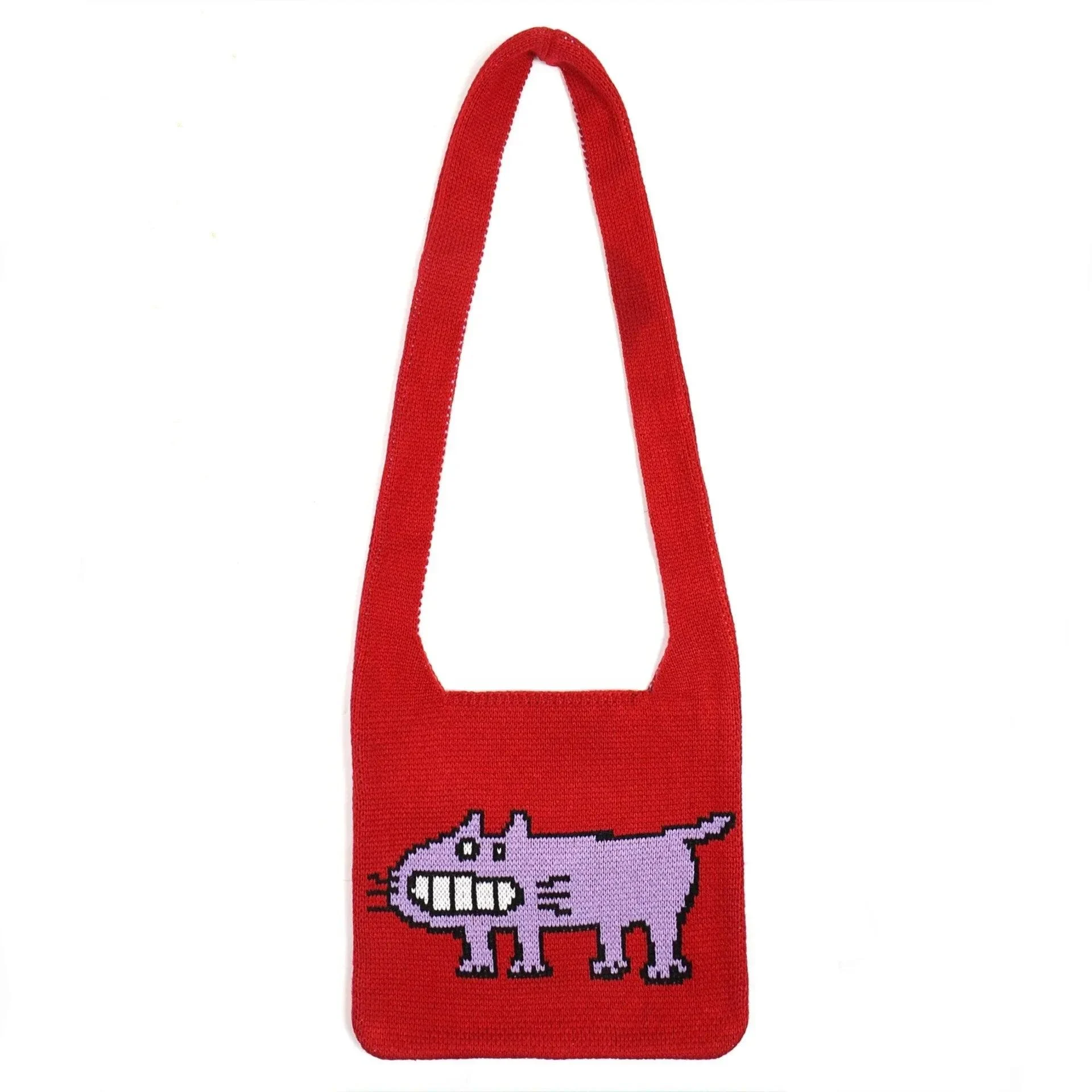 Cartoon Dog Intarsia Knit Bag - Glova