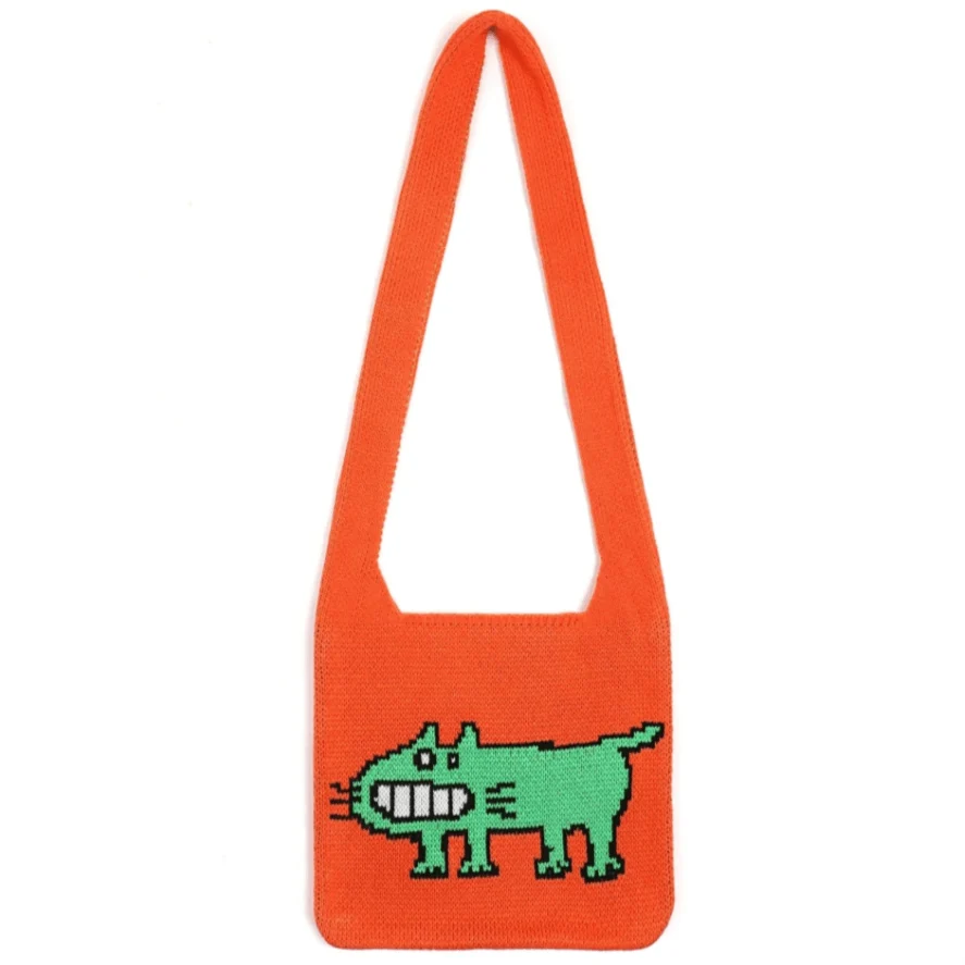 Cartoon Dog Intarsia Knit Bag - Glova