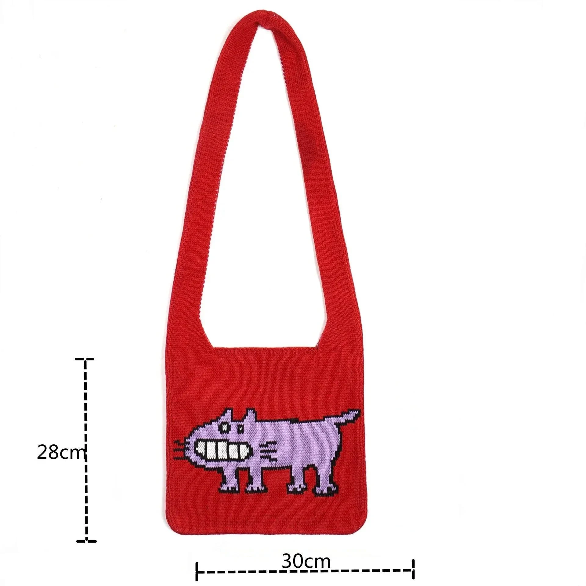 Cartoon Dog Intarsia Knit Bag - Glova