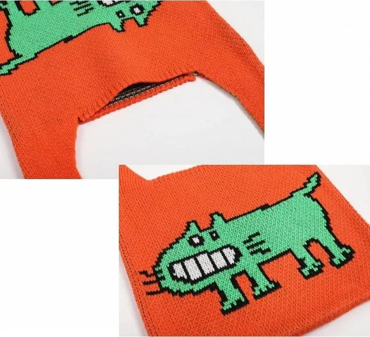 Cartoon Dog Intarsia Knit Bag - Glova