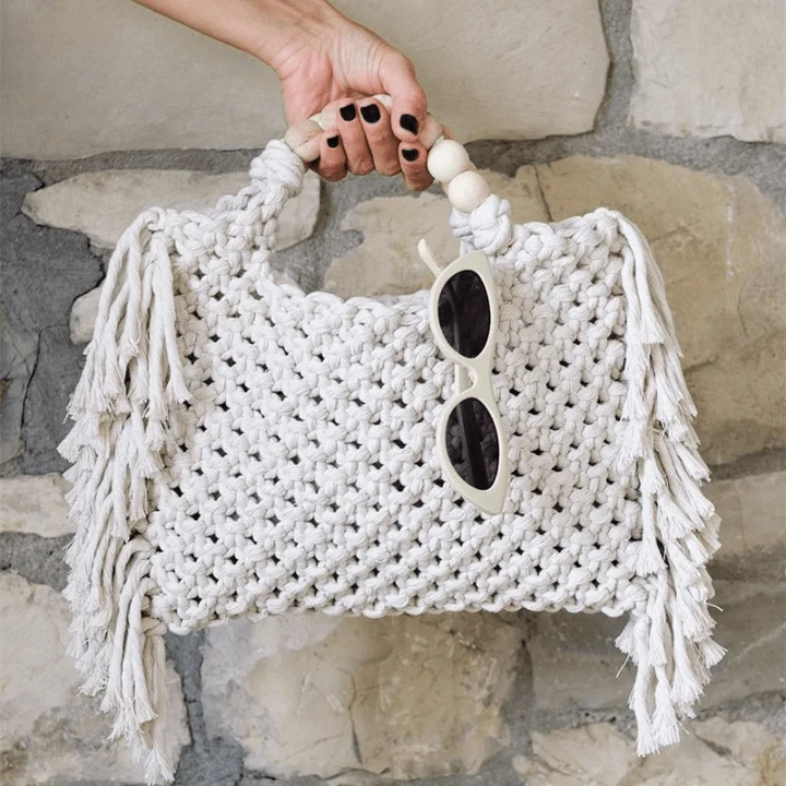 Caryn Square Crochet Bead Handle Bags - 9 Colors - Glova