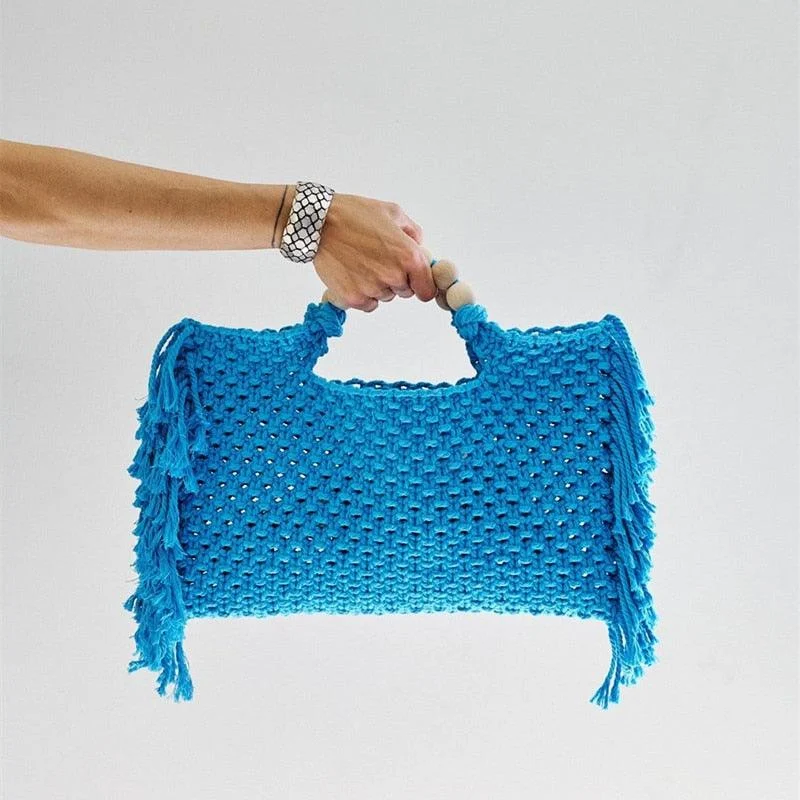 Caryn Square Crochet Bead Handle Bags - 9 Colors - Glova