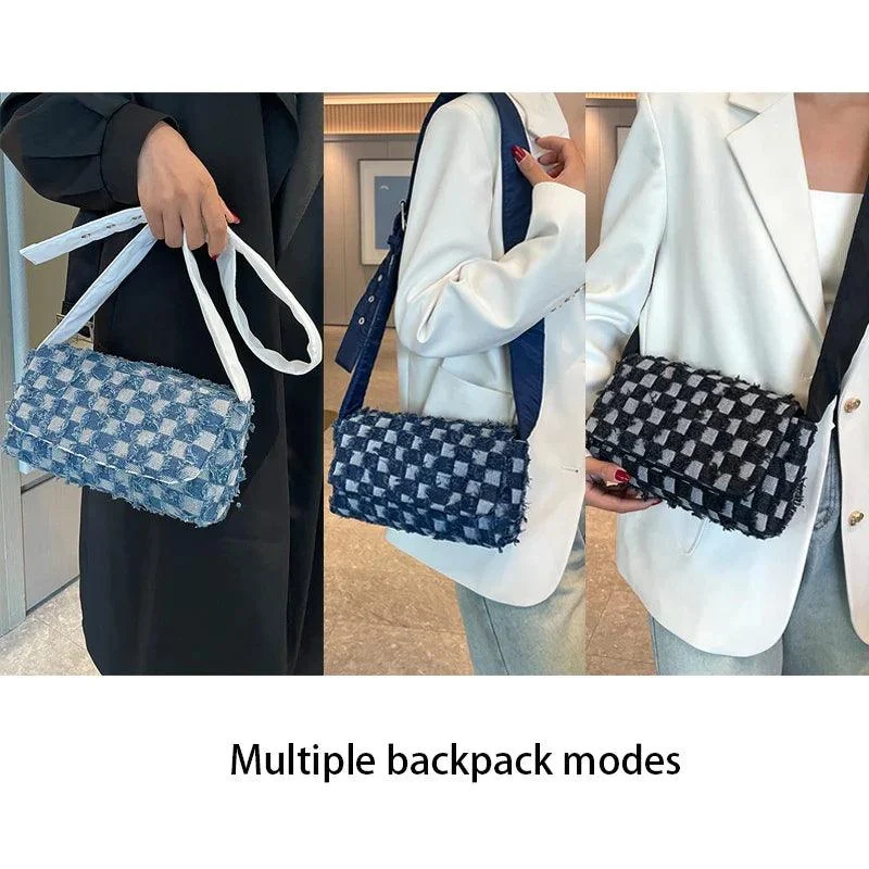 Casual Checked Denim Shoulder Bags - Glova