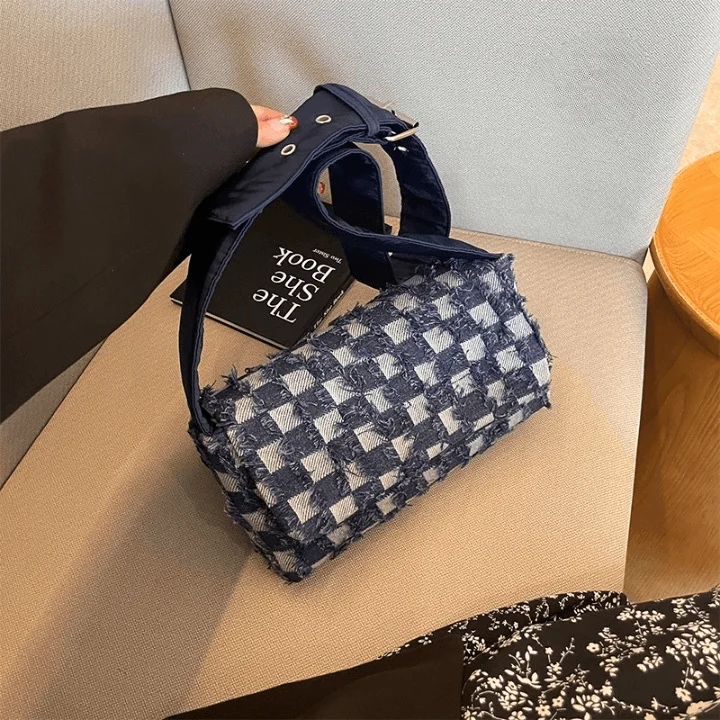 Casual Checked Denim Shoulder Bags - Glova