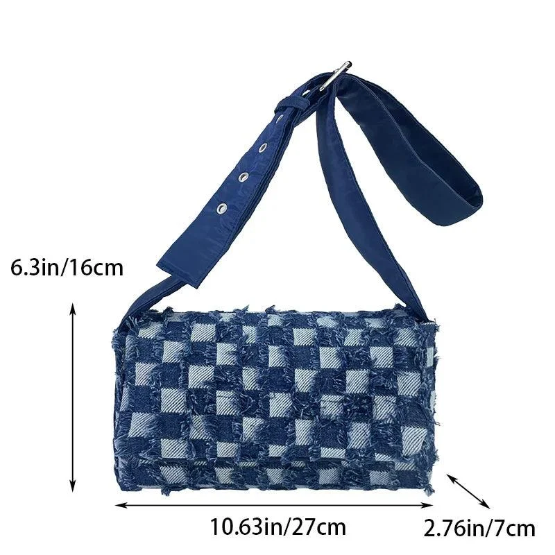 Casual Checked Denim Shoulder Bags - Glova