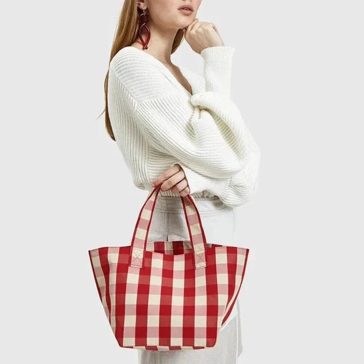 Casual Gingham Shopper Canvas Totes - Glova