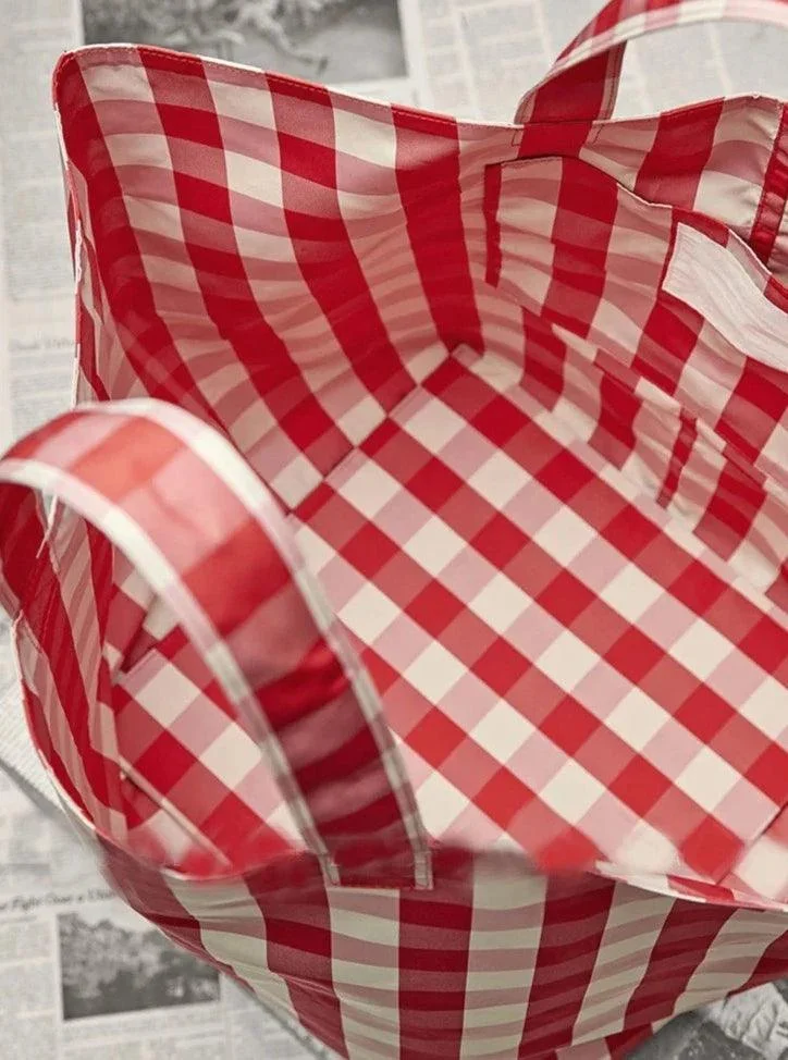 Casual Gingham Shopper Canvas Totes - Glova