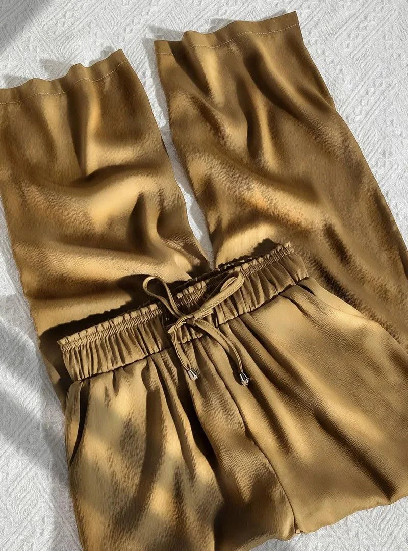 Casual Luxe Satin Draw String Pants - Glova