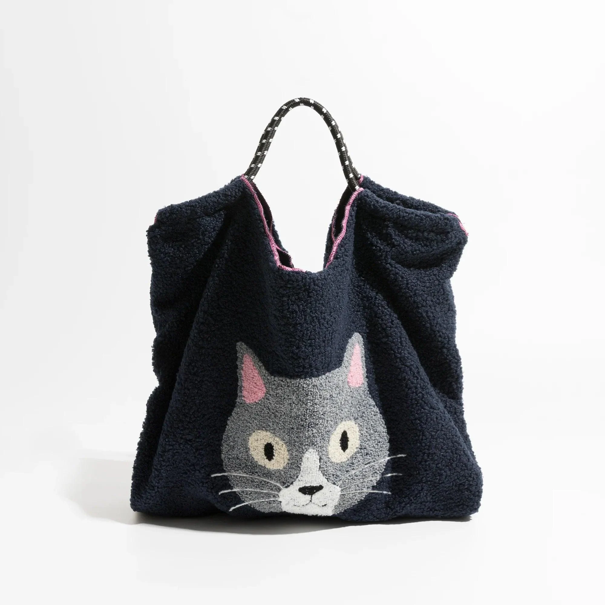 Cat Cartoon Fleece Fur Totes - Glova