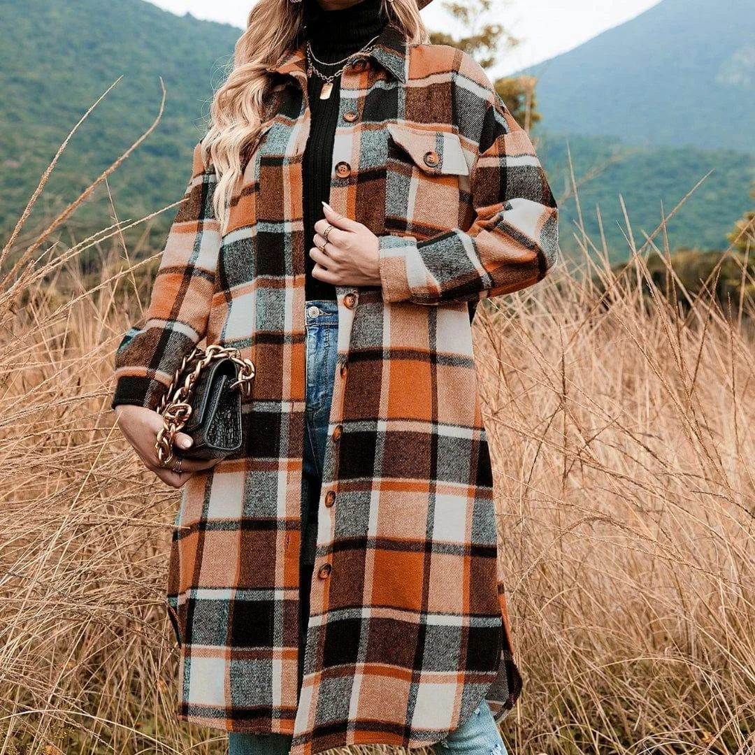 Celeste Longline Plaid Shacket - Glova