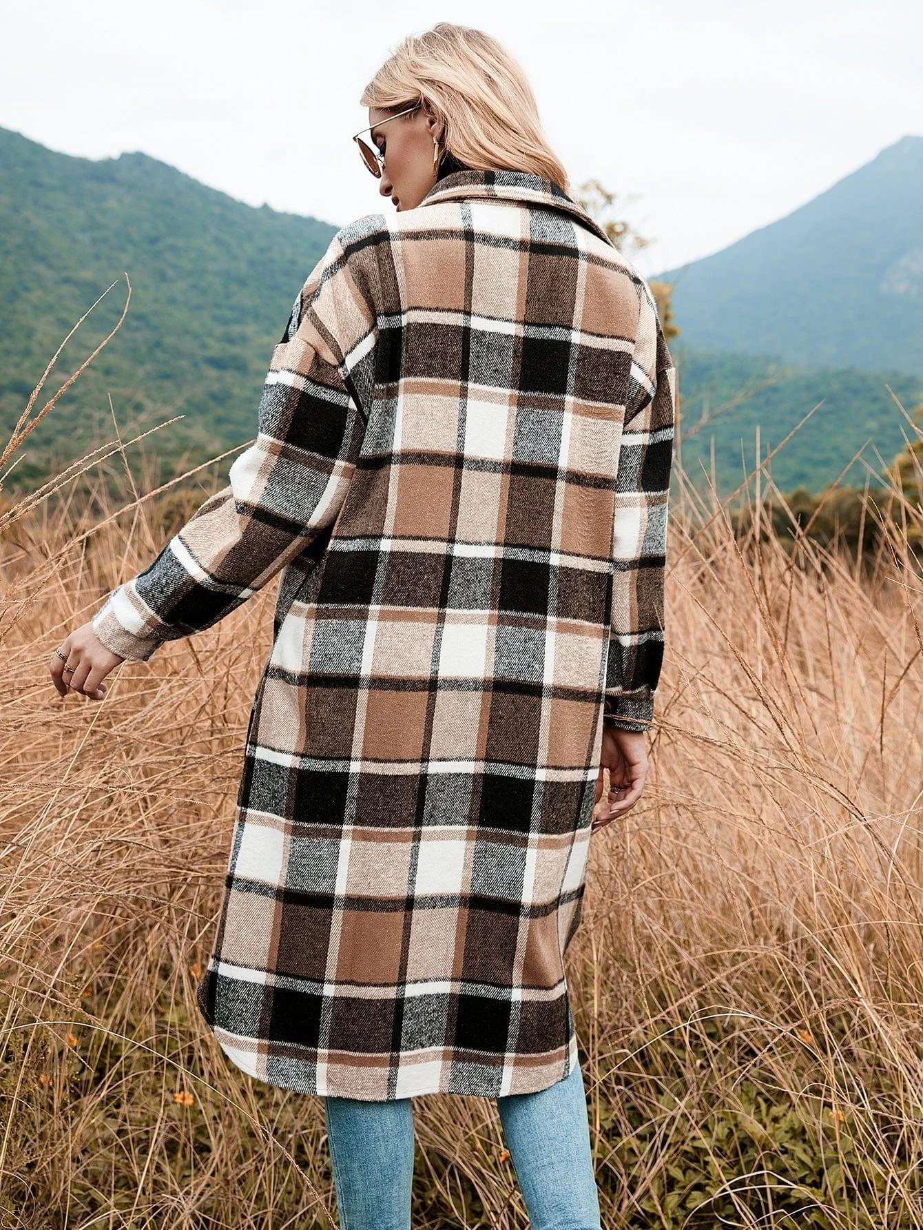 Celeste Longline Plaid Shacket - Glova