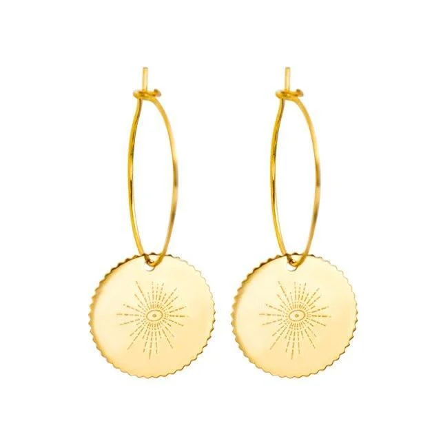 Celestial Hoop Earring With Sun Drops In Gold - Glova