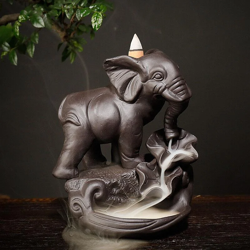 Ceramic Elephant Backflow Incense Burner - Glova