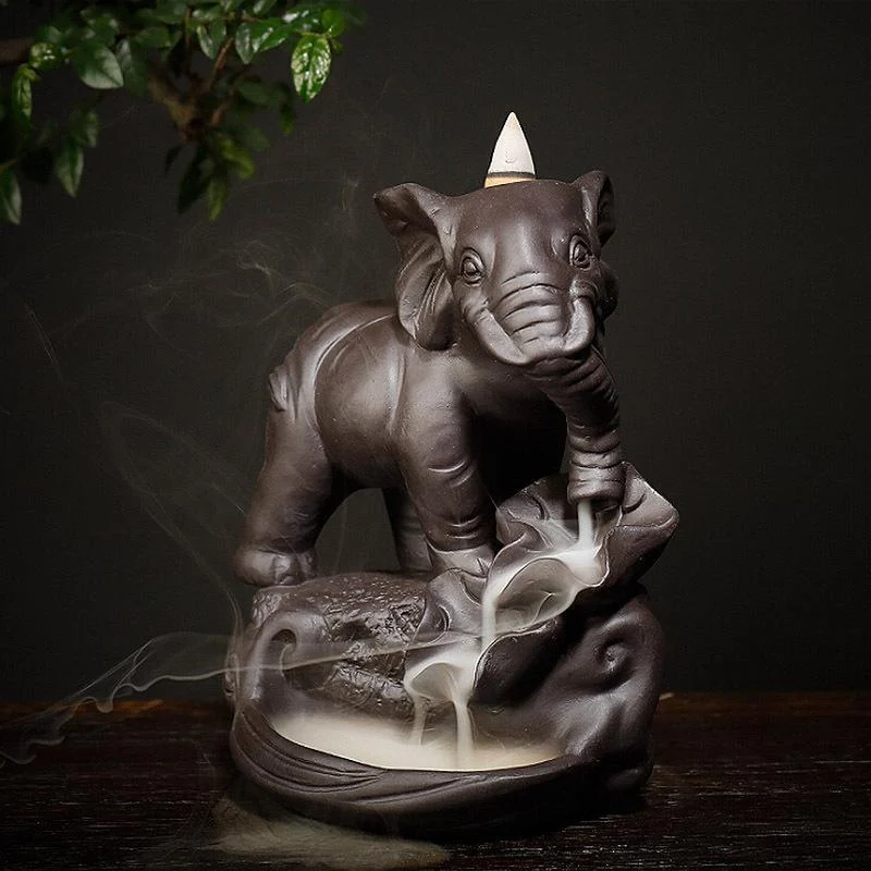 Ceramic Elephant Backflow Incense Burner - Glova