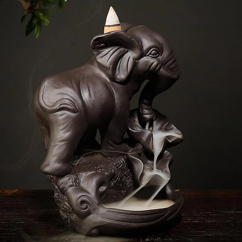 Ceramic Elephant Backflow Incense Burner - Glova