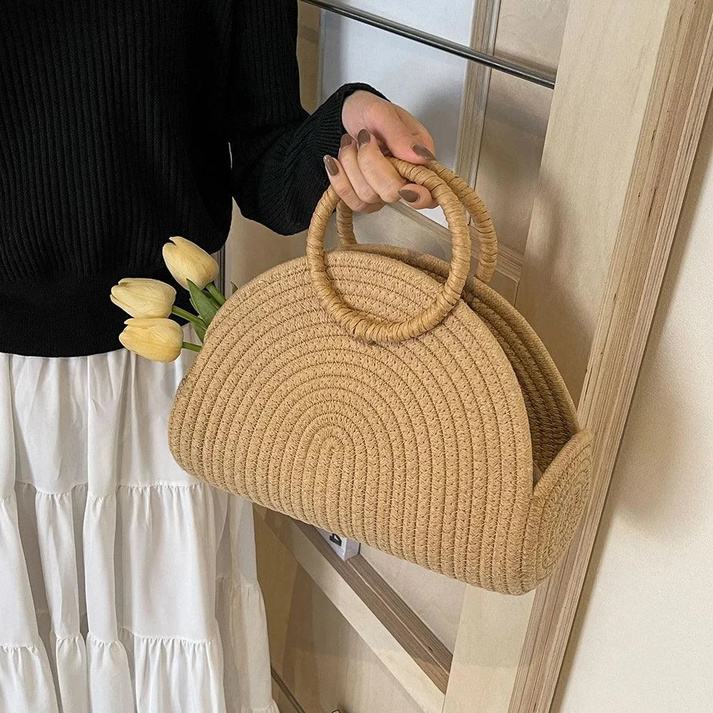 Ceren Woven Half Moon Bag - Glova