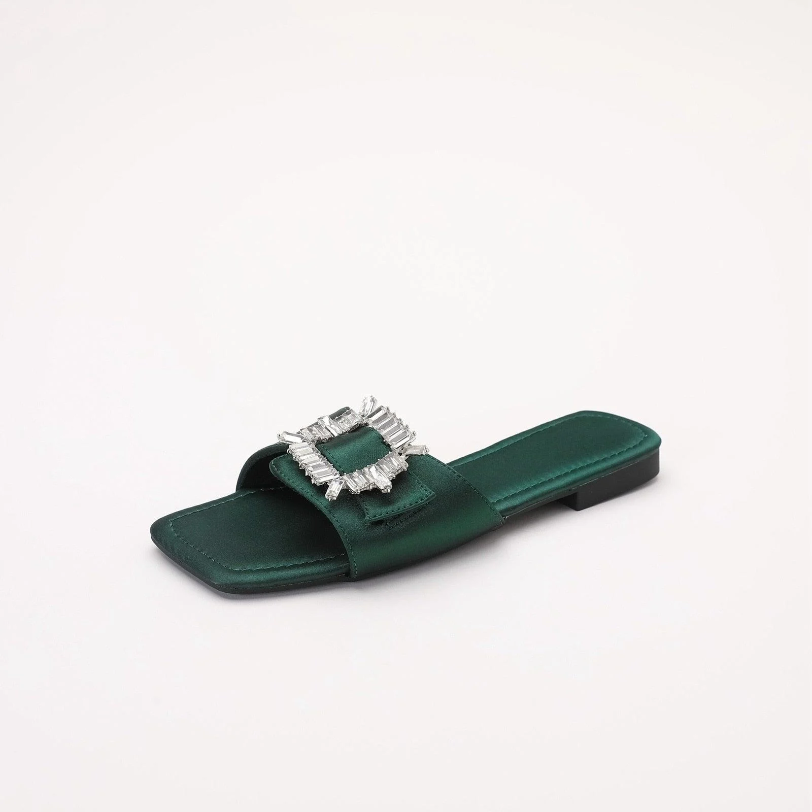 Chaitali Rhinestone Buckled Satin Slippers - 5 Colors - Glova