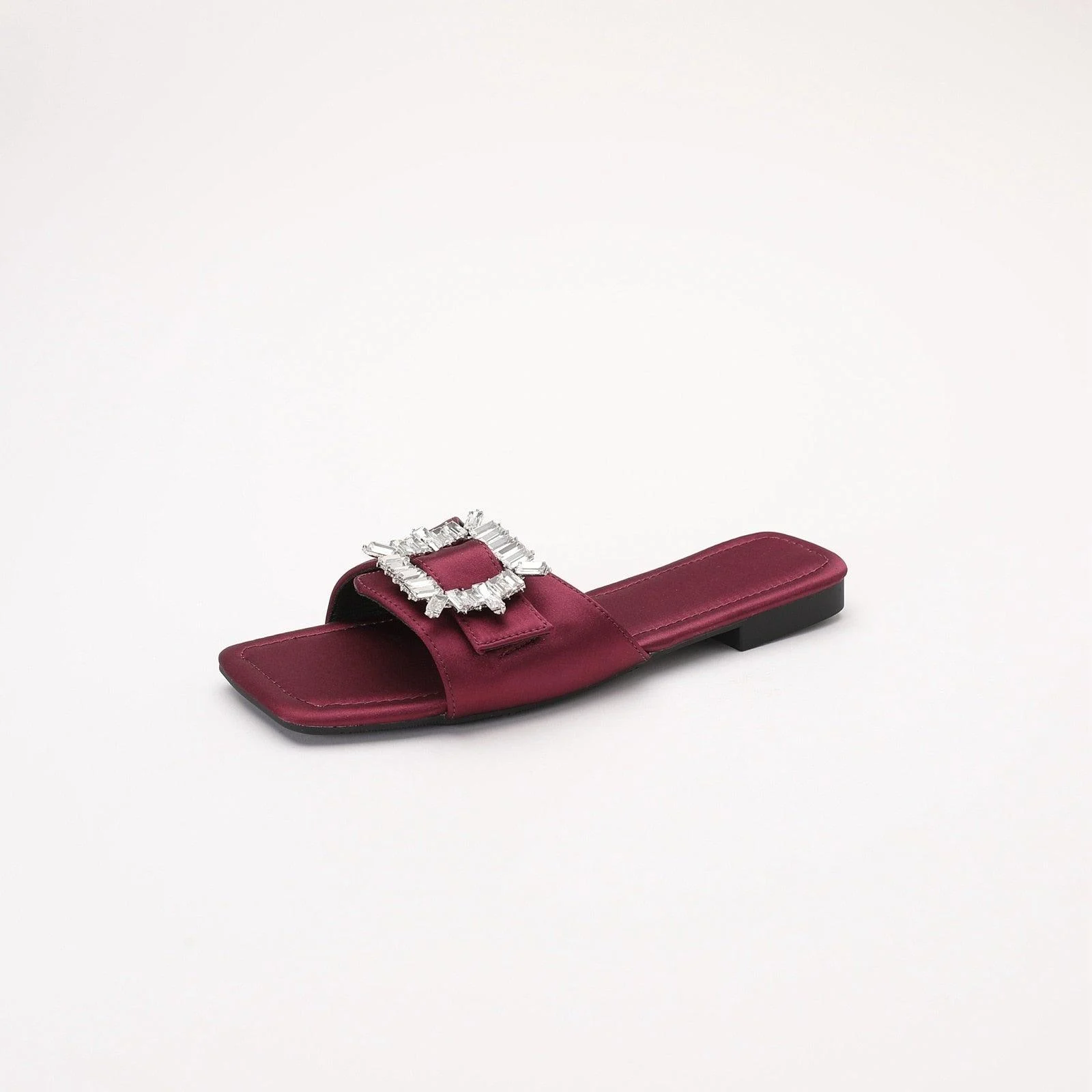 Chaitali Rhinestone Buckled Satin Slippers - 5 Colors - Glova