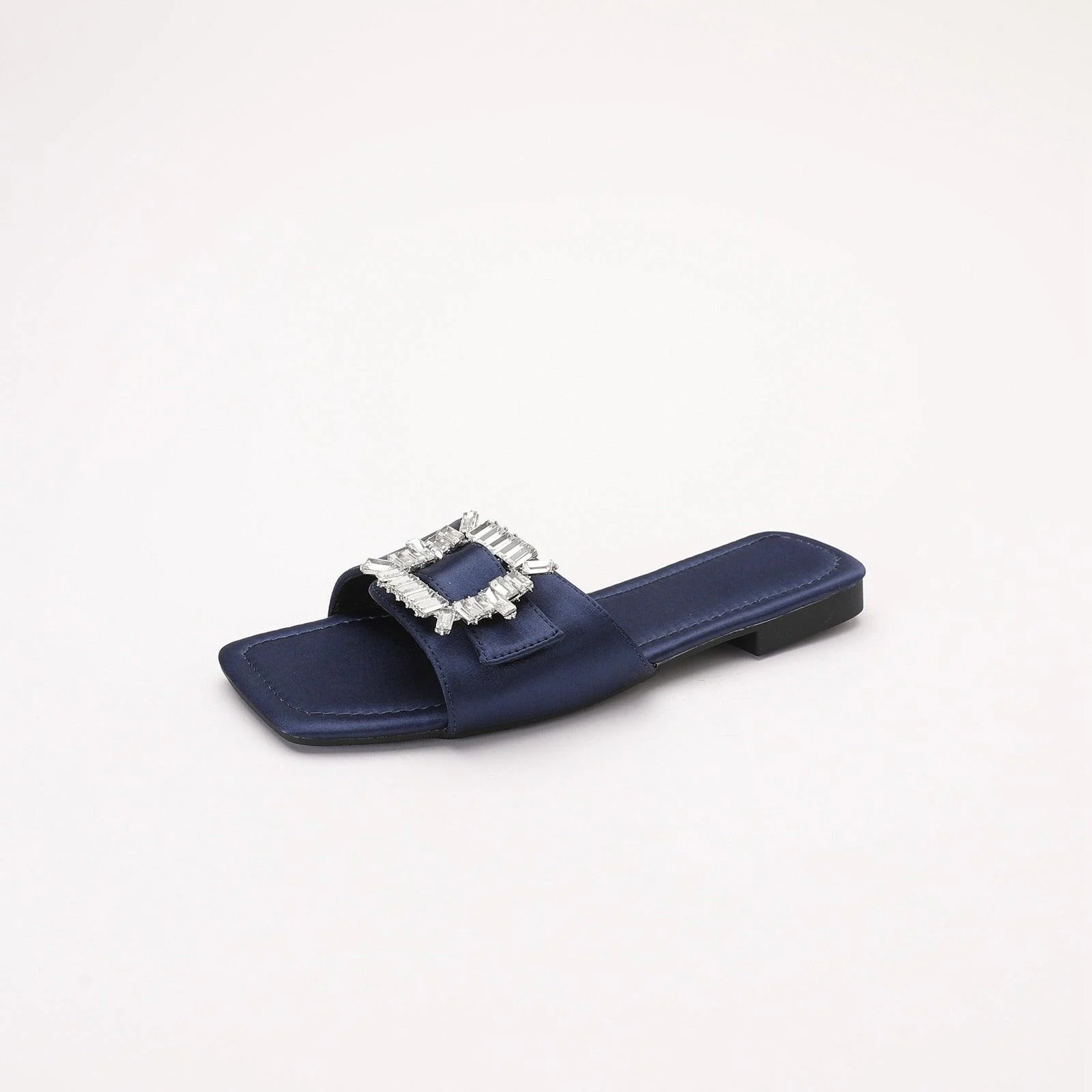 Chaitali Rhinestone Buckled Satin Slippers - 5 Colors - Glova