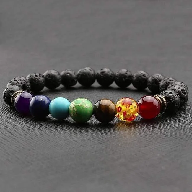 Chakra Healing and Balancing Lava Stone Bracelet - Glova