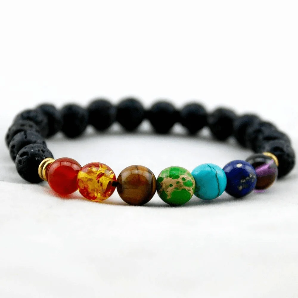 Chakra Healing and Balancing Lava Stone Bracelet - Glova