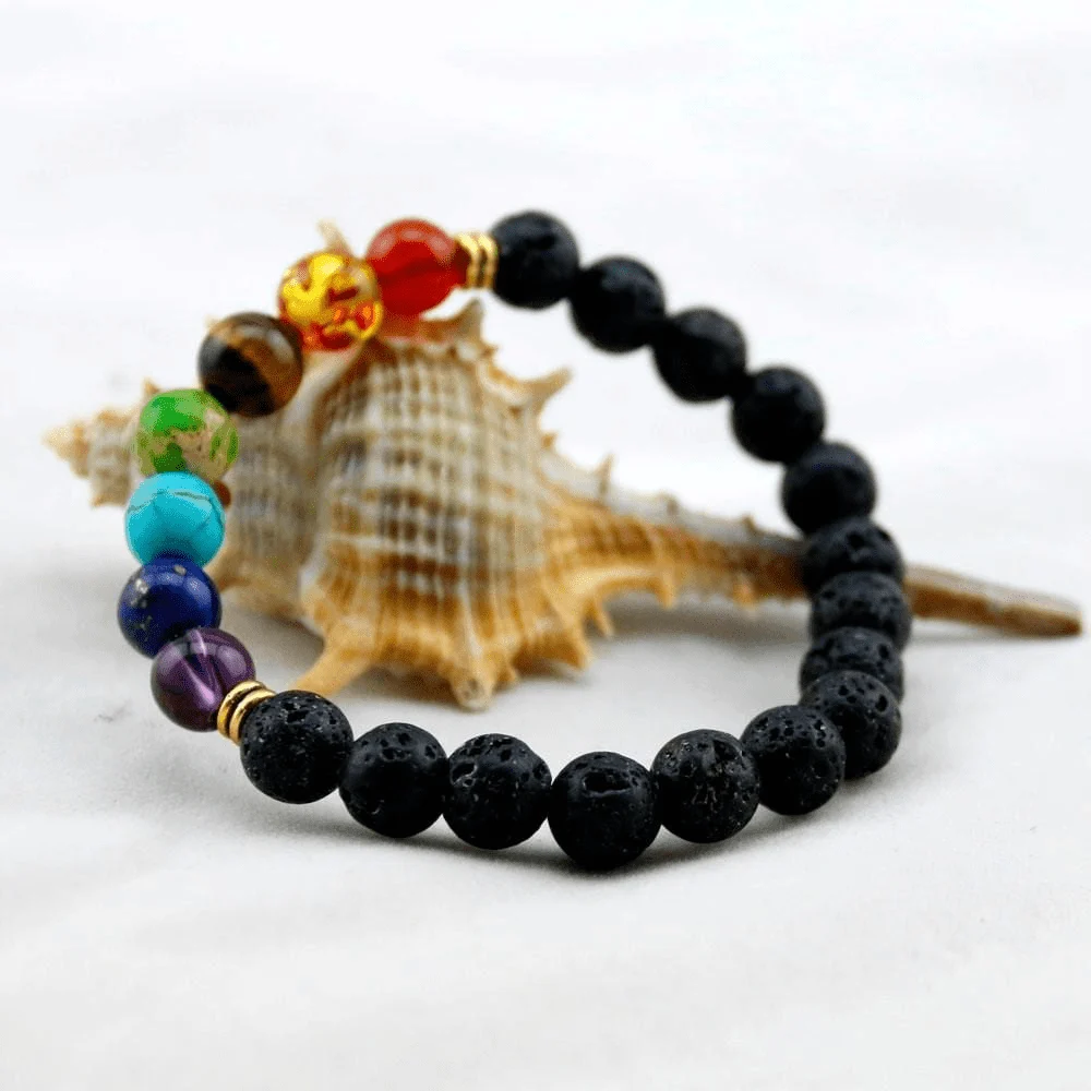 Chakra Healing and Balancing Lava Stone Bracelet - Glova