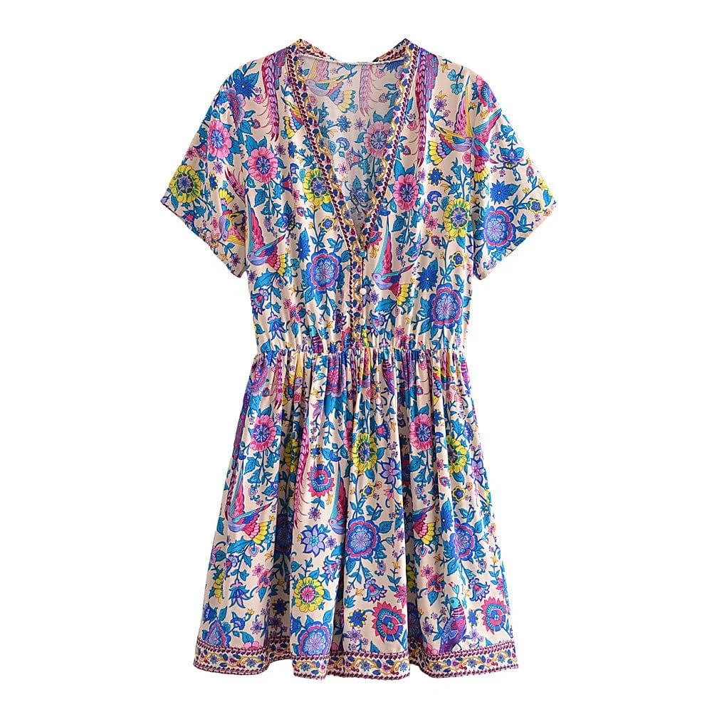 Chamomile Lovebird Mini Dress - Glova