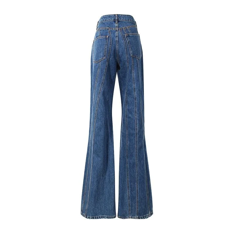 Charlie Pinstriped Patchwork Flare Jeans - Glova