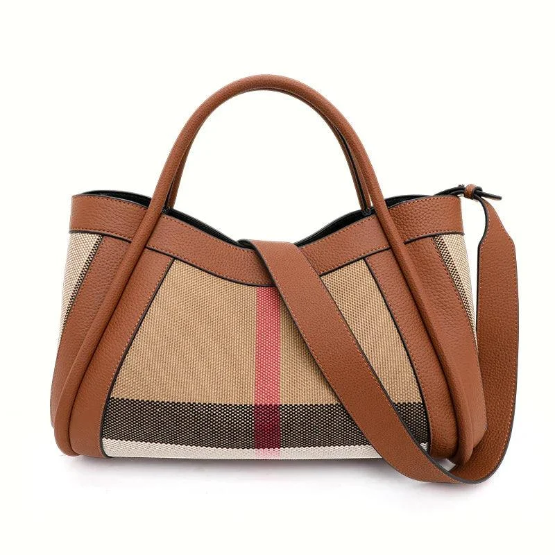 Checkered Women's Handbag Large Capacity Canvas Bag - Glova