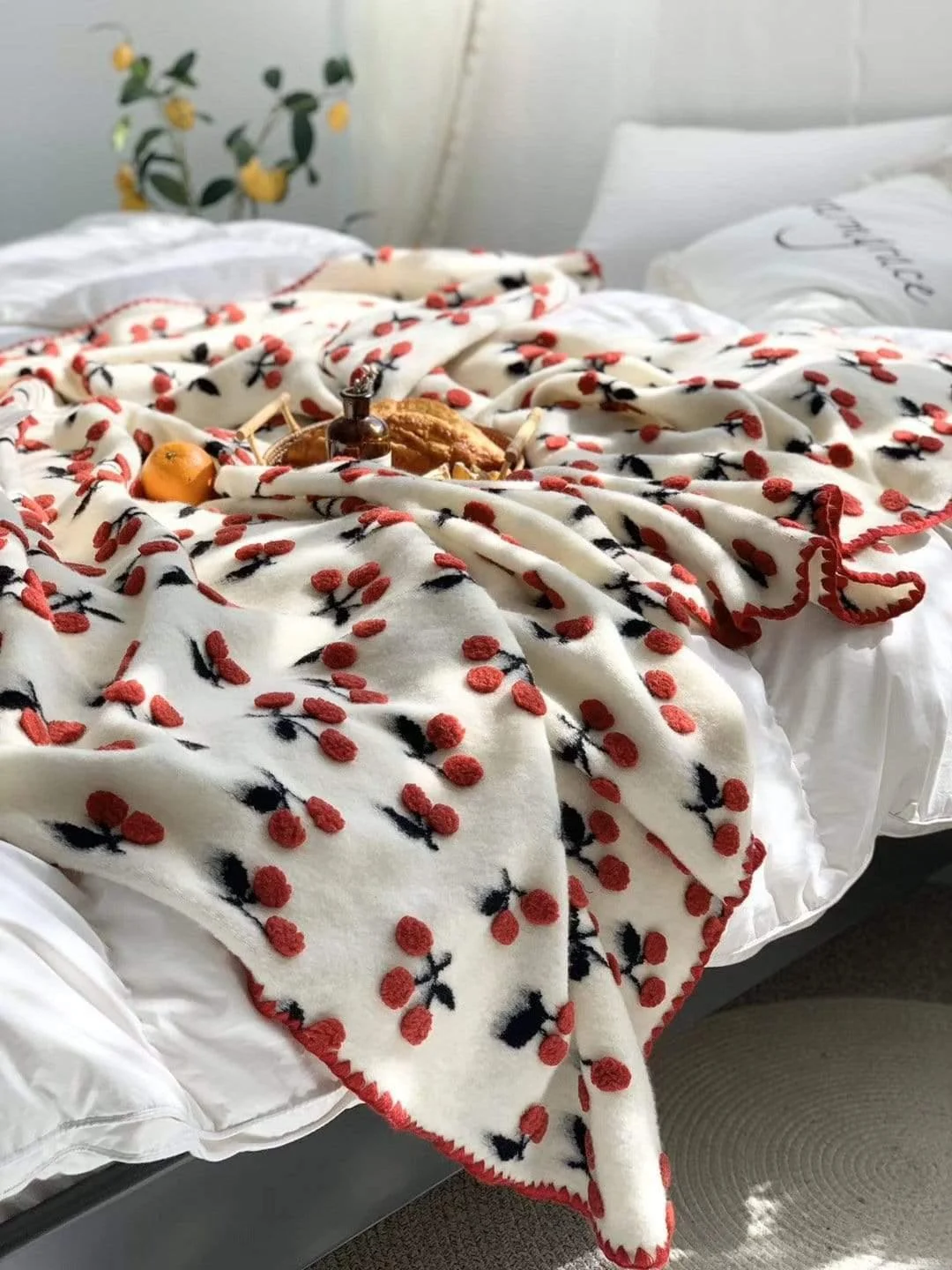 Cherries Throw Blanket - Glova