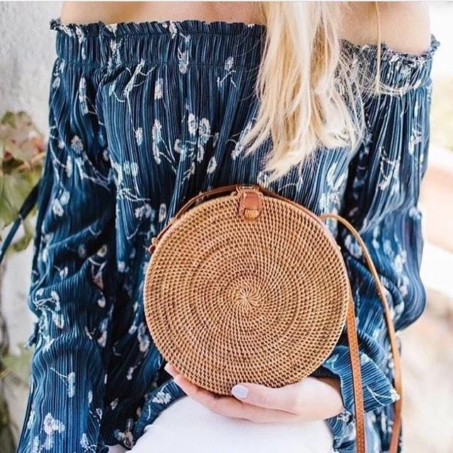 Circle Bohemian Rattan Shoulder Bag - Glova