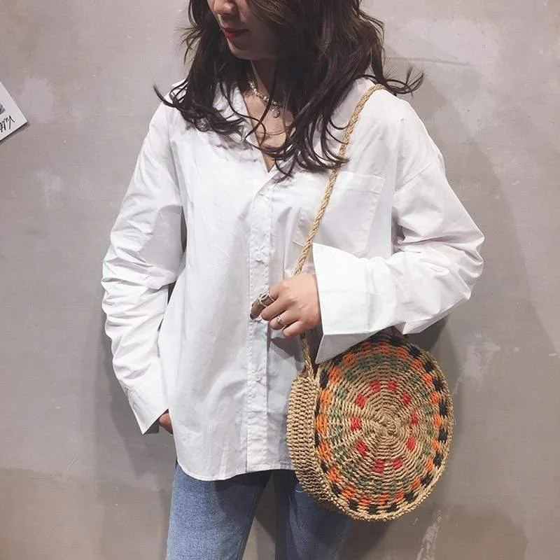 Circular Straw Cross Body Bag - Glova