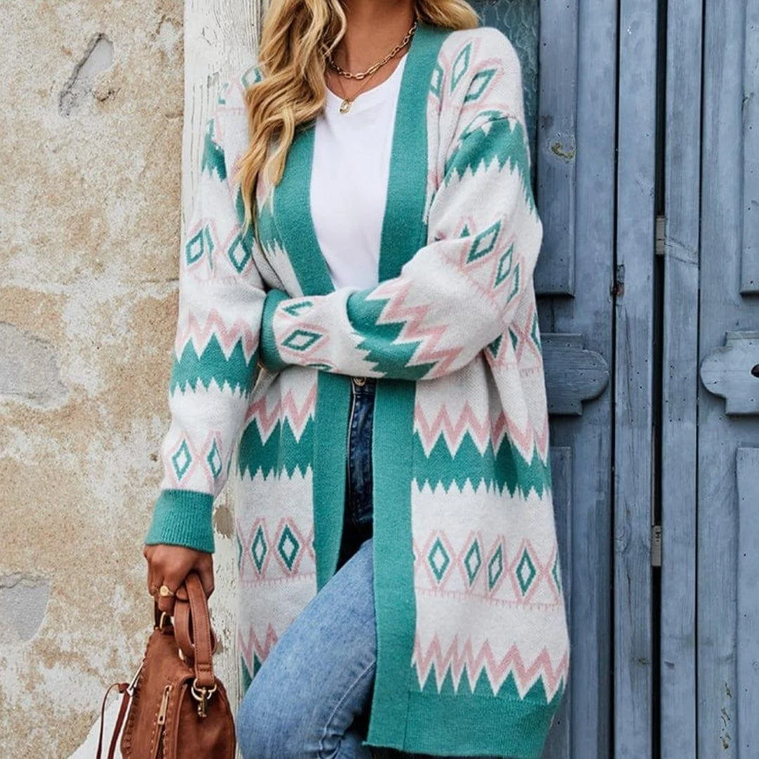 Claire Geometric Print Cardigan - Glova