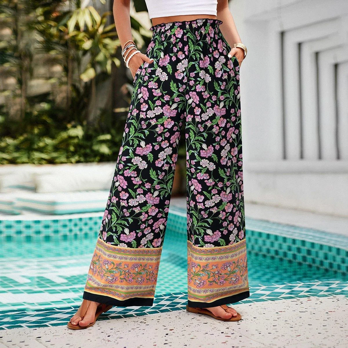 Claudette Floral Palazzo Pants - Glova