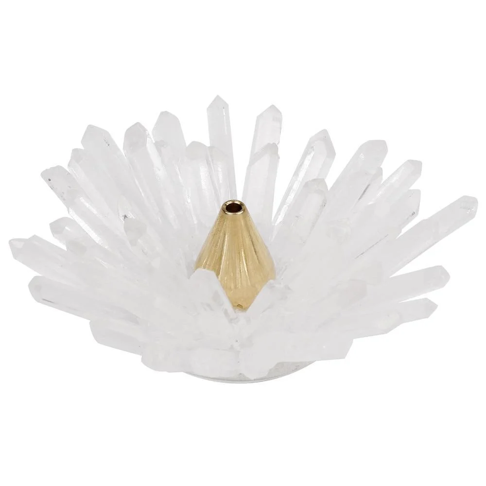 Clear Quartz Lotus-Shaped Incense Holder - Glova