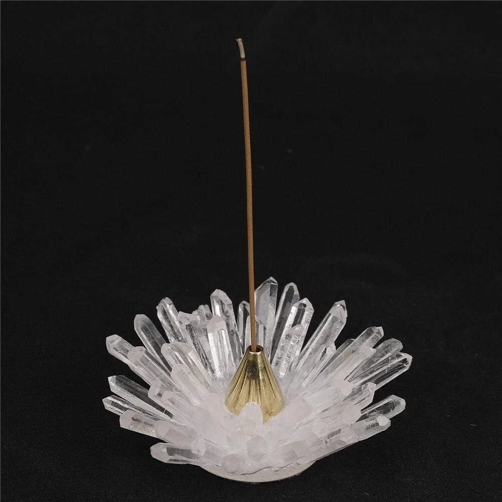 Clear Quartz Lotus-Shaped Incense Holder - Glova