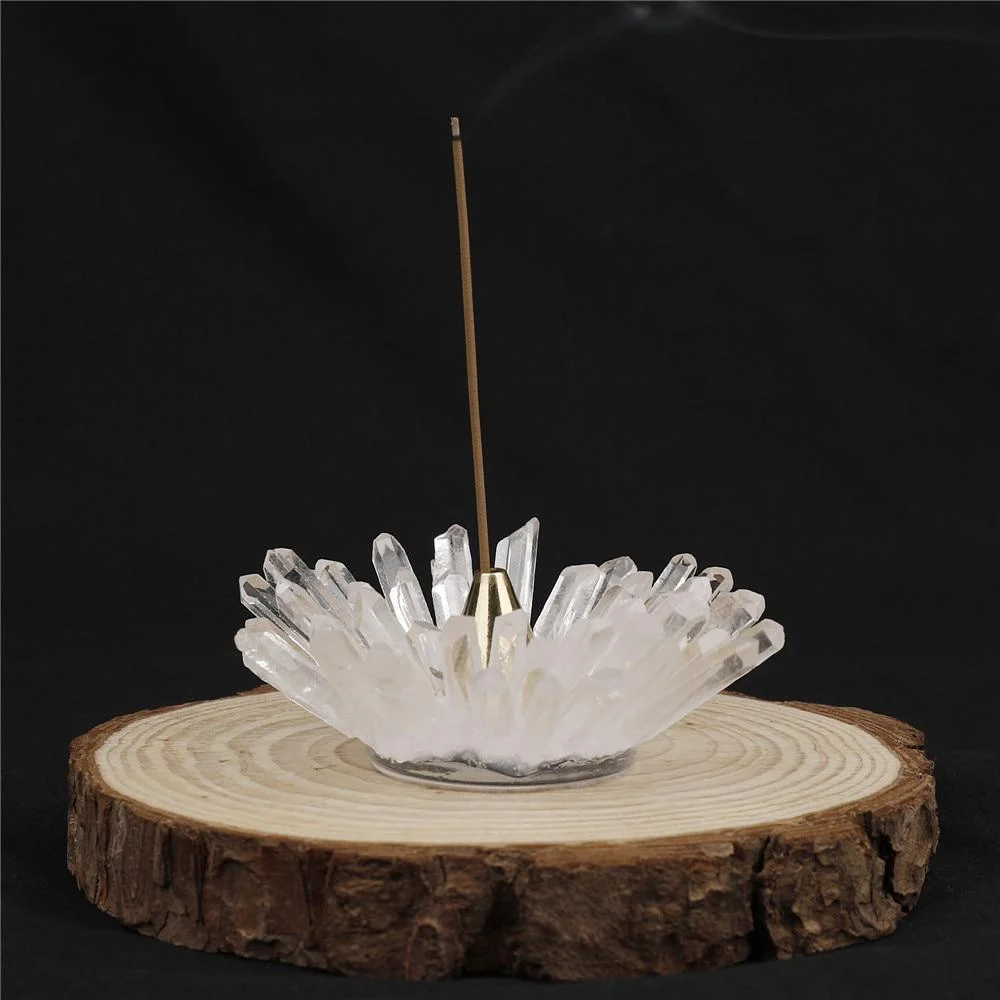 Clear Quartz Lotus-Shaped Incense Holder - Glova