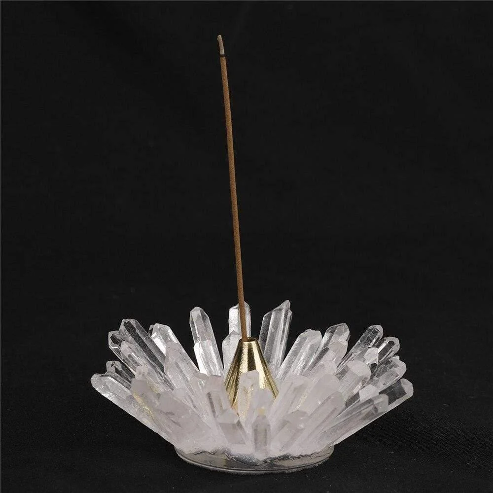 Clear Quartz Lotus-Shaped Incense Holder - Glova