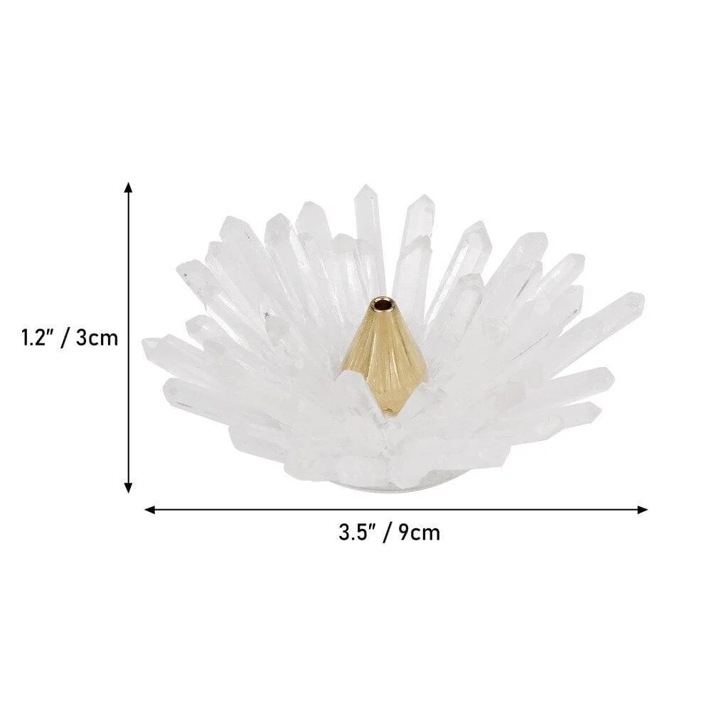 Clear Quartz Lotus-Shaped Incense Holder - Glova