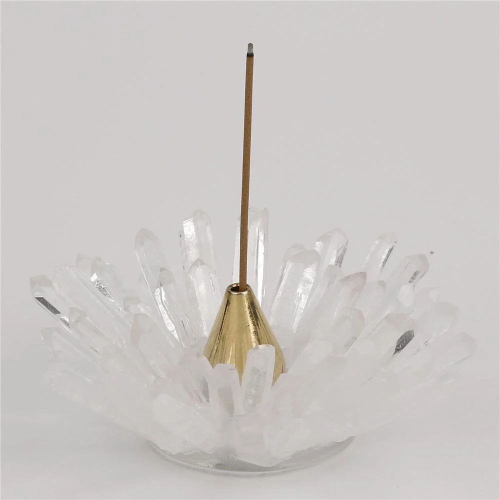 Clear Quartz Lotus-Shaped Incense Holder - Glova