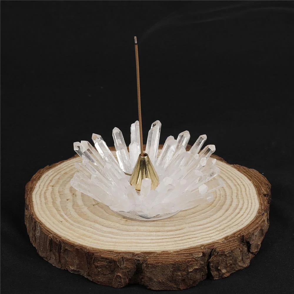 Clear Quartz Lotus-Shaped Incense Holder - Glova